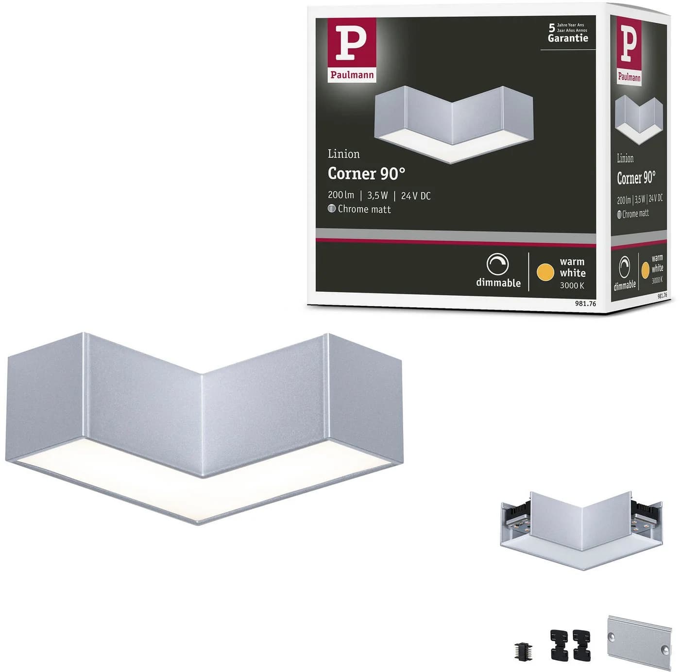 Paulmann LED-Lichtleiste Linion Chrom 90° Ecke 3000 K - Bild 2