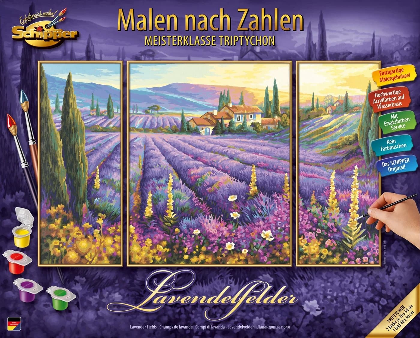 Schipper Malen nach Zahlen Triptychon Lavendelfelder Bunt - Bild 2