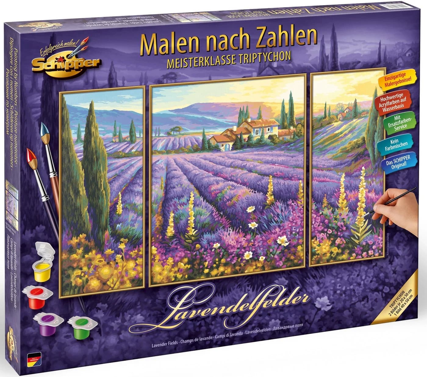 Schipper Malen nach Zahlen Triptychon Lavendelfelder Bunt - Bild 4