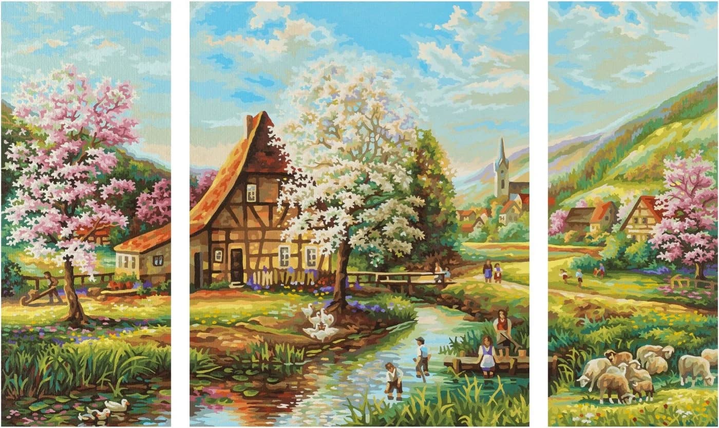 Schipper Malen nach Zahlen Meisterklasse Triptychon Ländliche Idylle Bunt