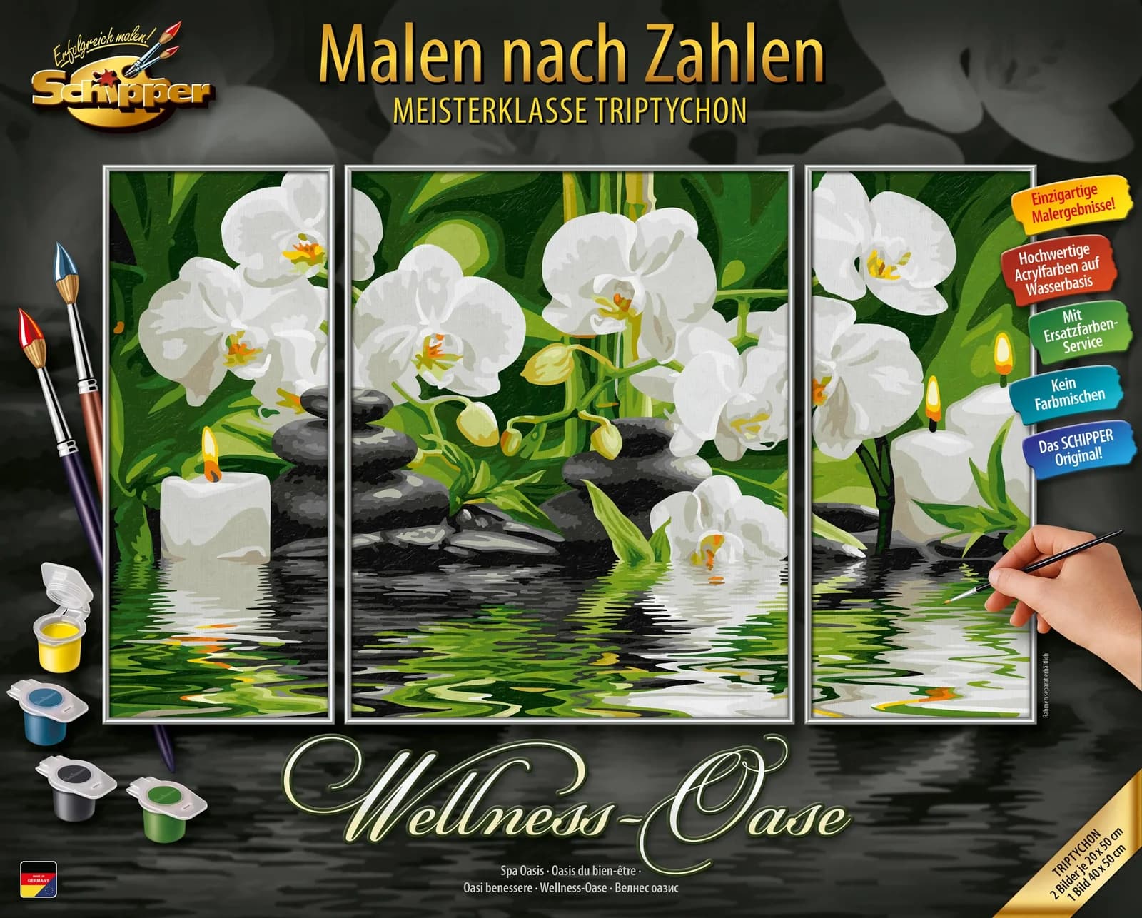 Schipper Malen nach Zahlen Triptychon Wellness-Oase Bunt