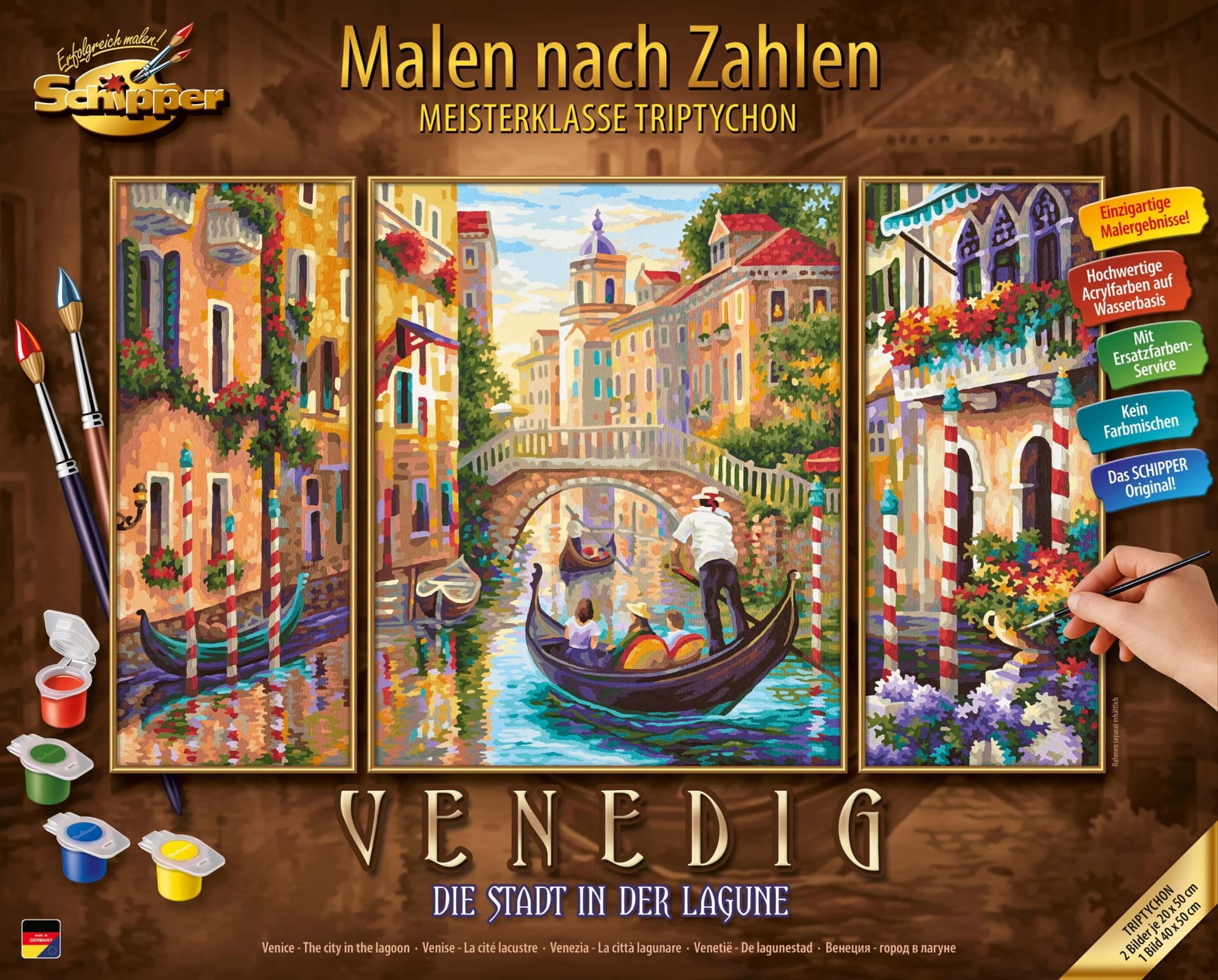Schipper Malen nach Zahlen Triptychon Venedig Bunt