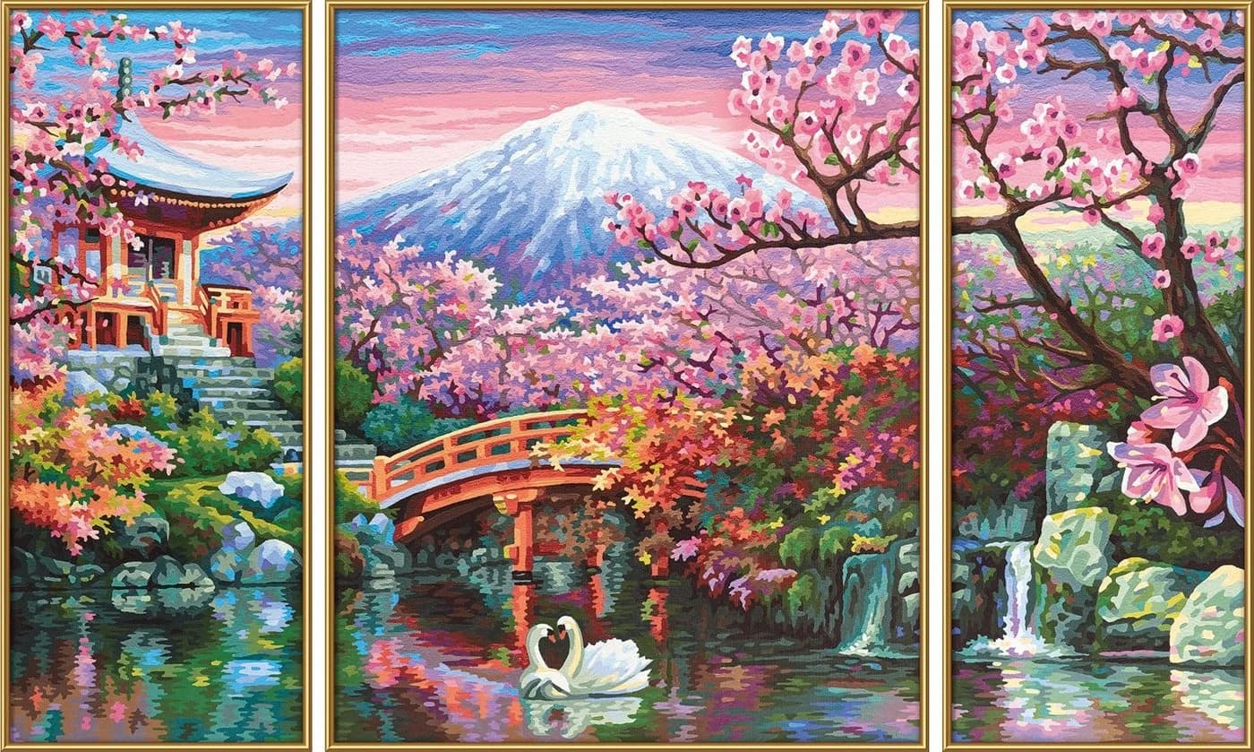 Schipper Malen nach Zahlen Triptychon Kirschblüte Japan