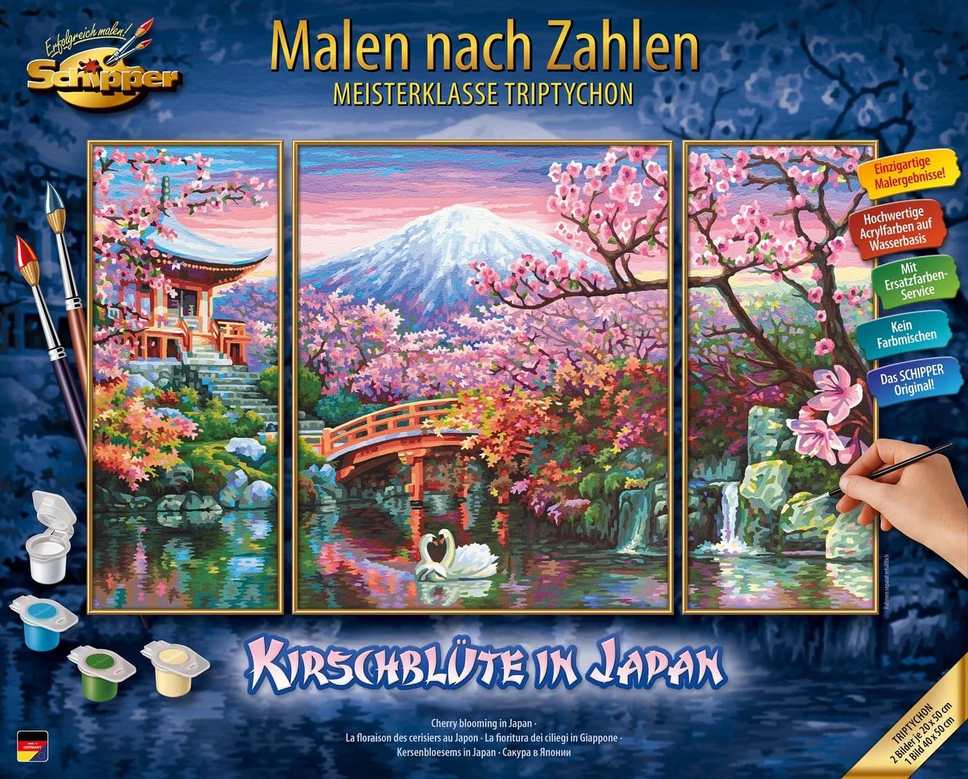Schipper Malen nach Zahlen Triptychon Kirschblüte Japan - Bild 2