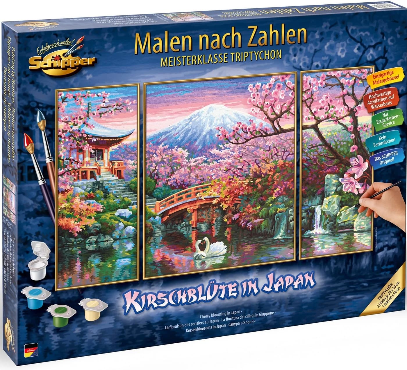 Schipper Malen nach Zahlen Triptychon Kirschblüte Japan - Bild 5