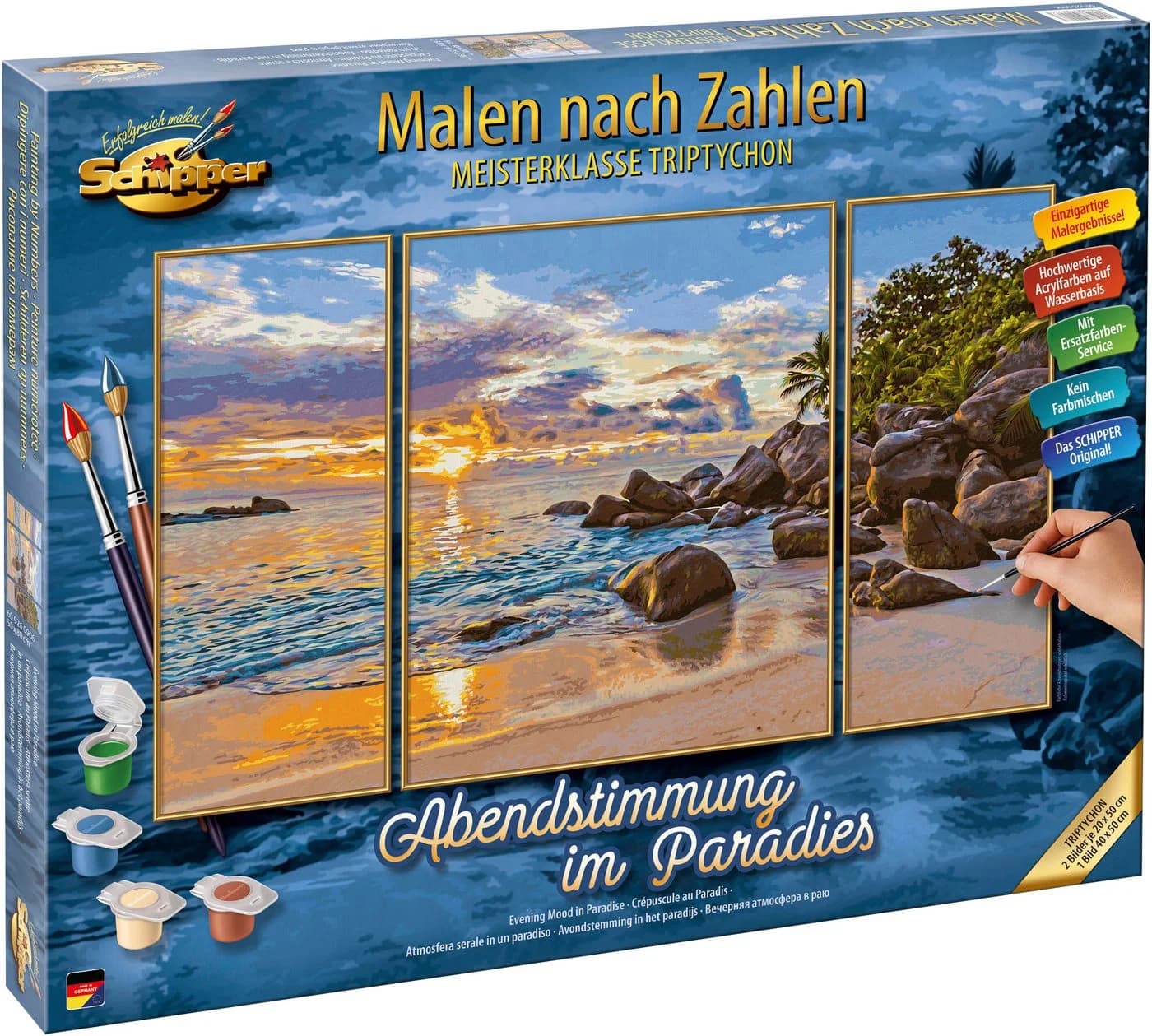 SCHIPPER Malen nach Zahlen Triptychon Abendstimmung im Paradies Bunt