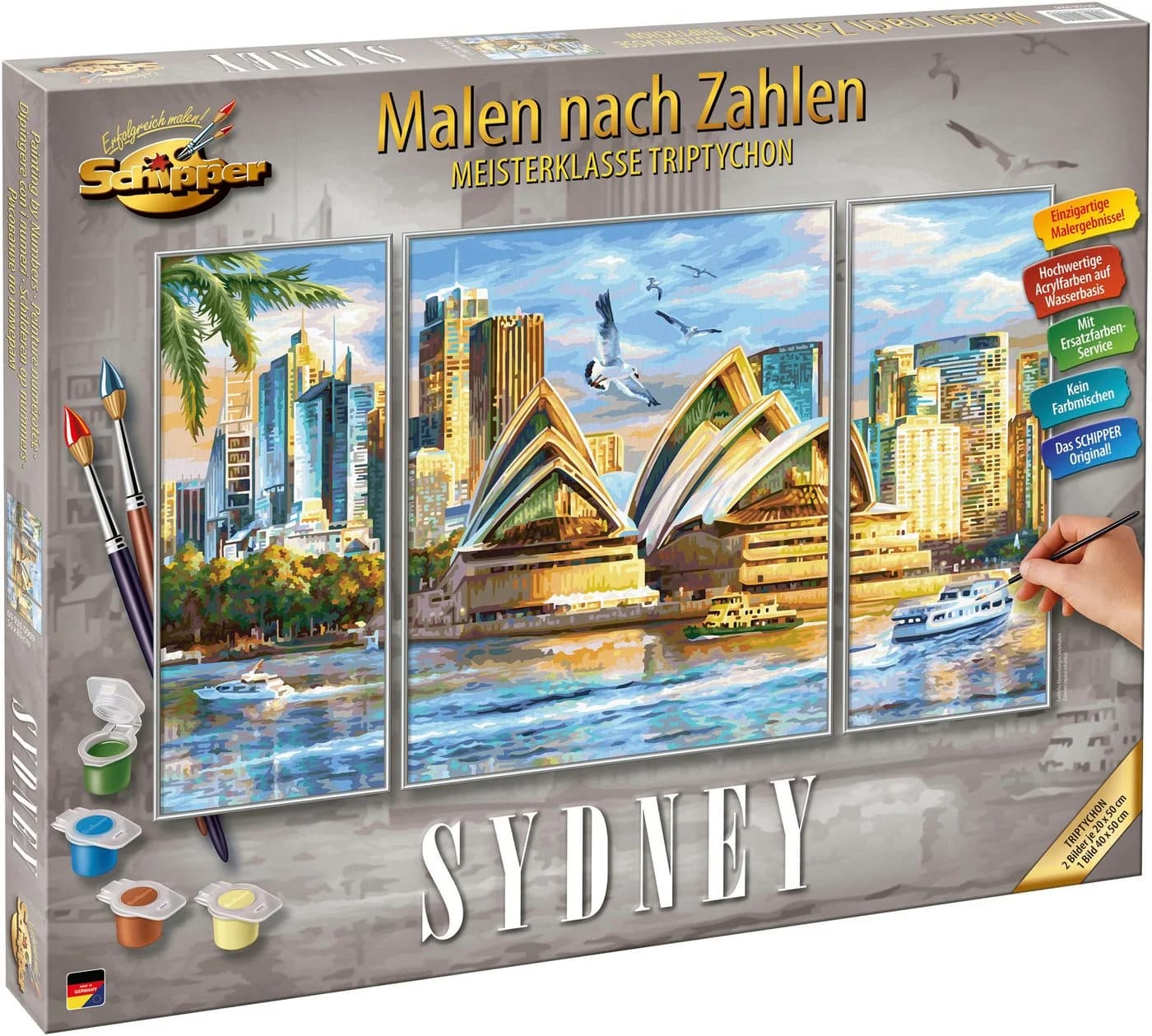 Schipper Malen nach Zahlen Meisterklasse Triptychon Sydney 50x80 cm