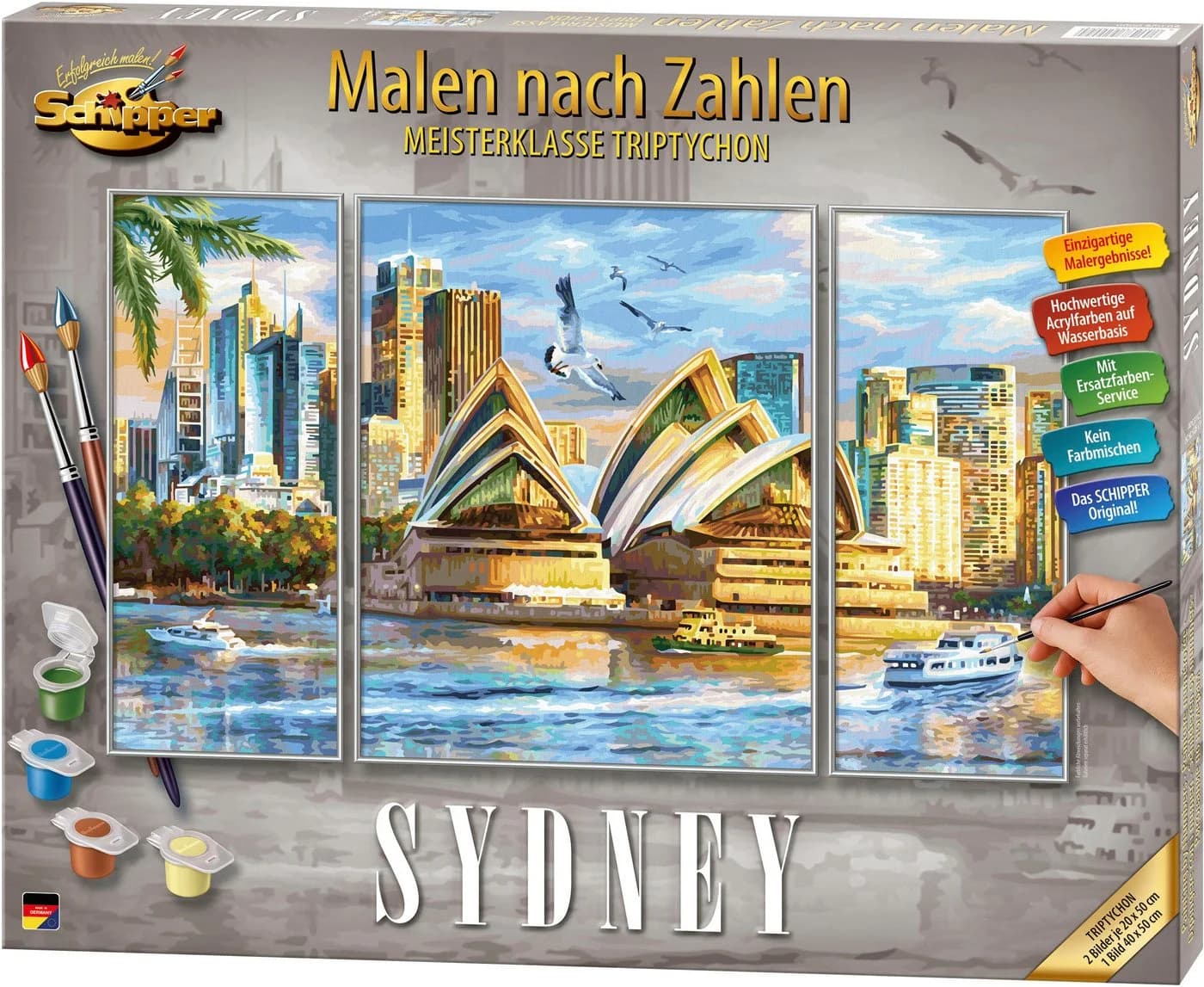 Schipper Malen nach Zahlen Meisterklasse Triptychon Sydney 50x80 cm - Bild 2