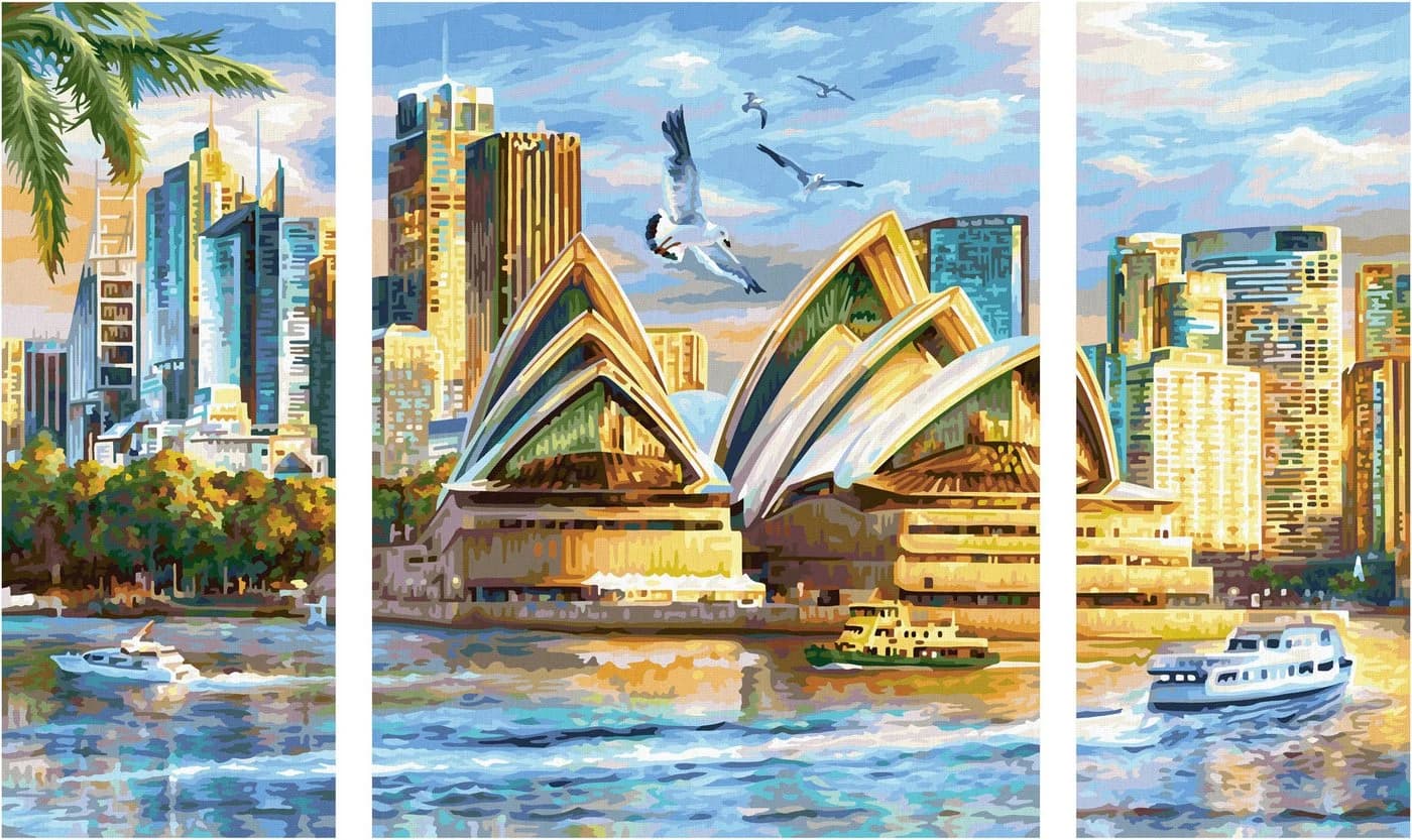 Schipper Malen nach Zahlen Meisterklasse Triptychon Sydney 50x80 cm - Bild 3