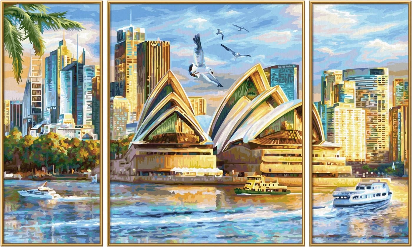 Schipper Malen nach Zahlen Meisterklasse Triptychon Sydney 50x80 cm - Bild 5