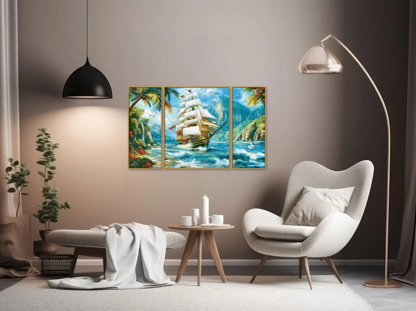 Schipper Malen nach Zahlen Triptychon 50x80cm Segelschiff Südsee - Bild 5
