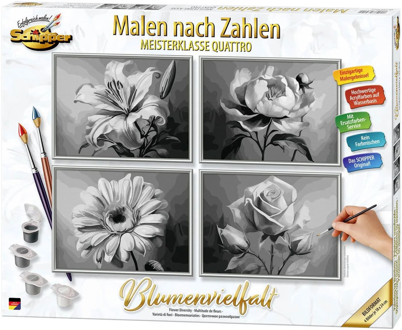Schipper Malen nach Zahlen Meisterklasse Quattro Blumenvielfalt Made in Germany