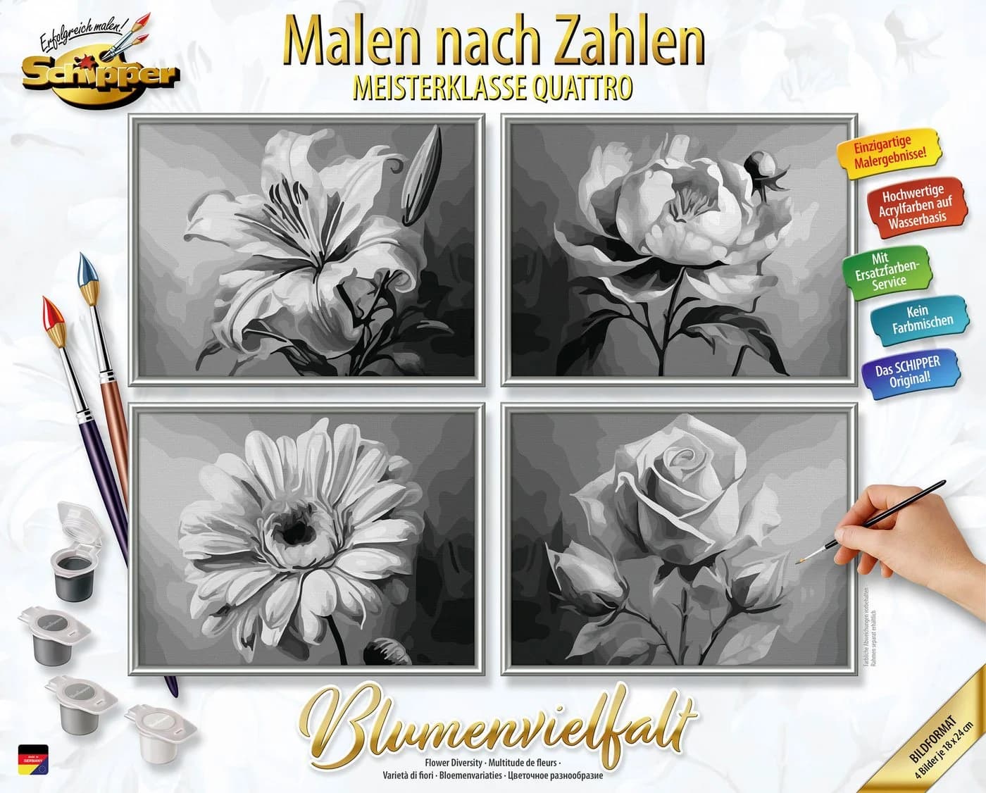 Schipper Malen nach Zahlen Meisterklasse Quattro Blumenvielfalt Made in Germany - Bild 2