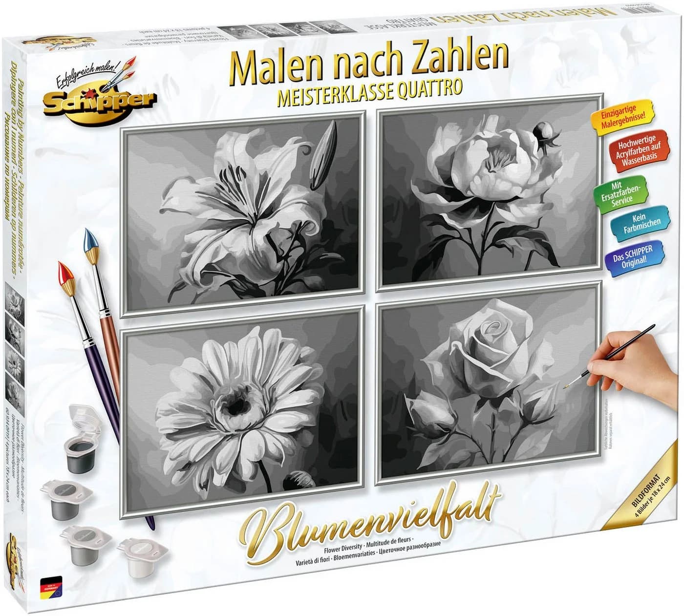 Schipper Malen nach Zahlen Meisterklasse Quattro Blumenvielfalt Made in Germany - Bild 3