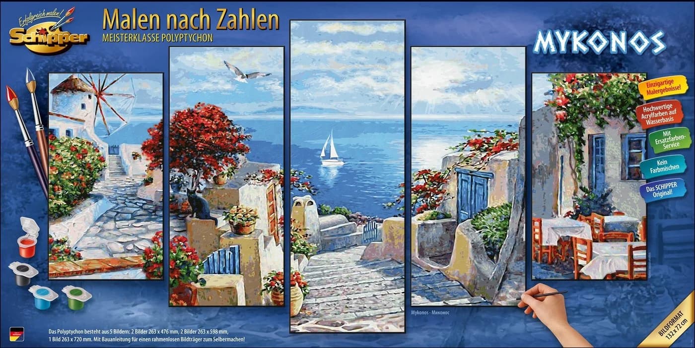 SCHIPPER Malen nach Zahlen Polyptychon Mykonos 5-tlg. Bunt - Bild 2