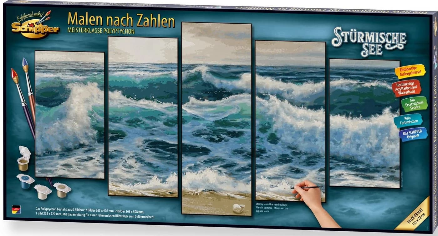 Schipper Malen nach Zahlen Meisterklasse Polyptychon Stürmische See Blau - Bild 2