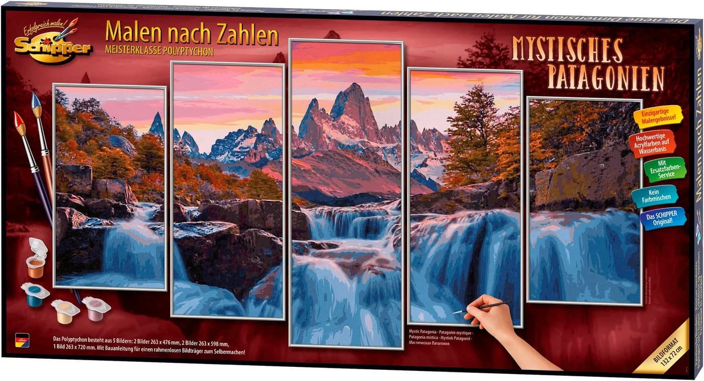 Schipper Malen nach Zahlen Polyptychon Mystisches Patagonien Bunt