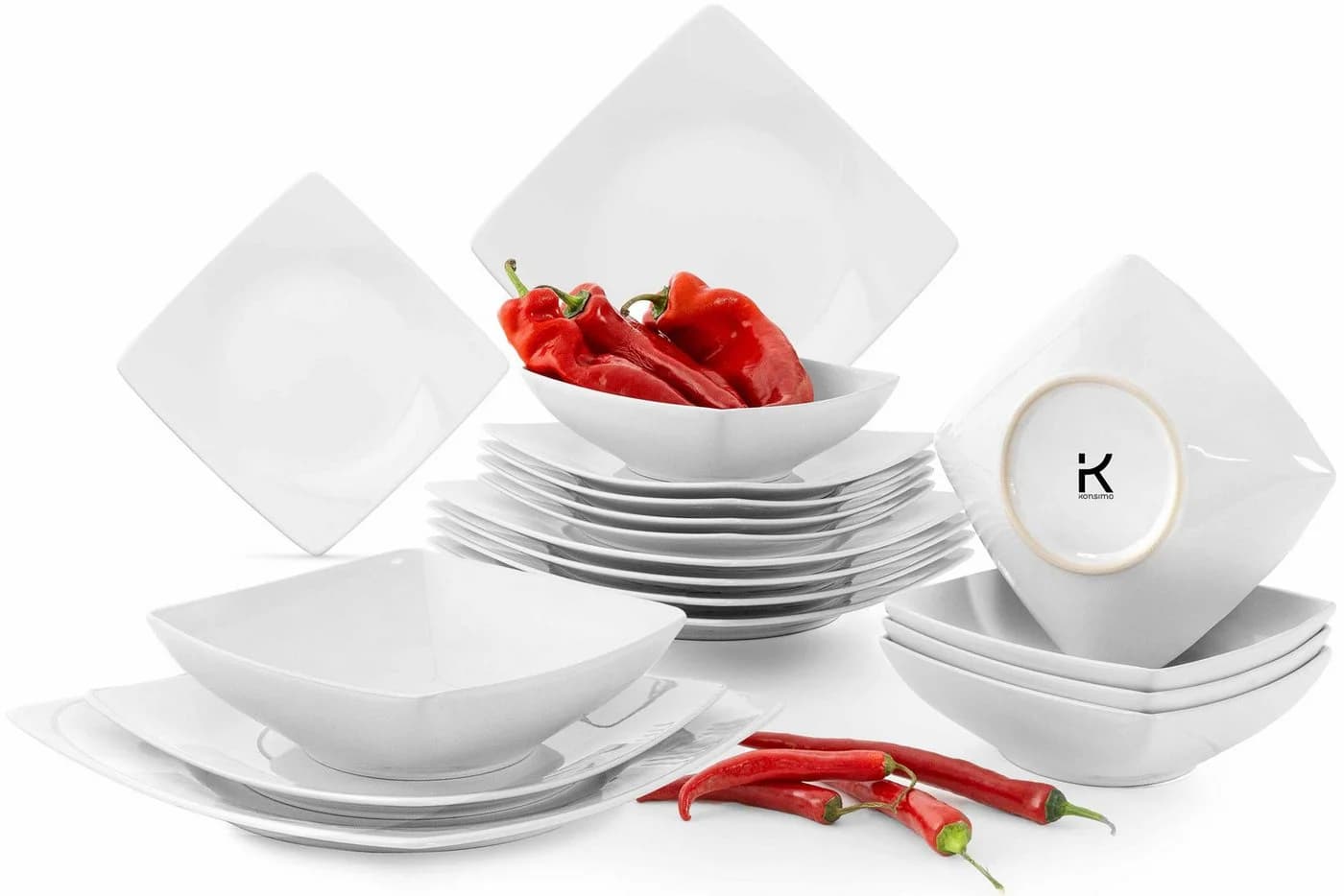 KONSIMO® Tafelservice EPIRI 18-tlg. Weiß Keramik Modern