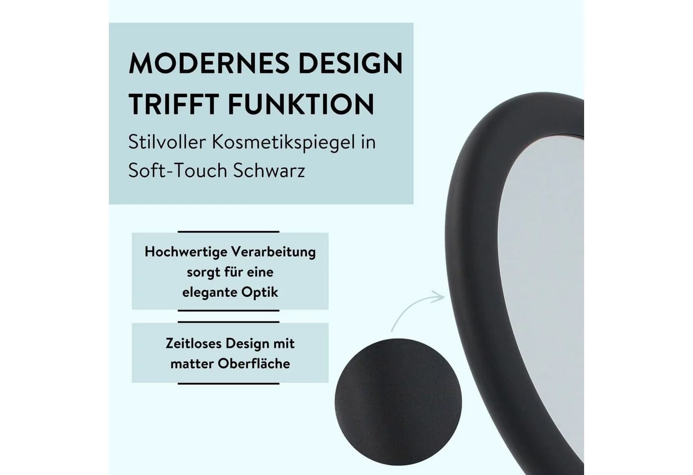 PARSA Beauty Kosmetikspiegel Schwarz mit 3-facher Vergrößerung und Rubber Finish - Bild 3