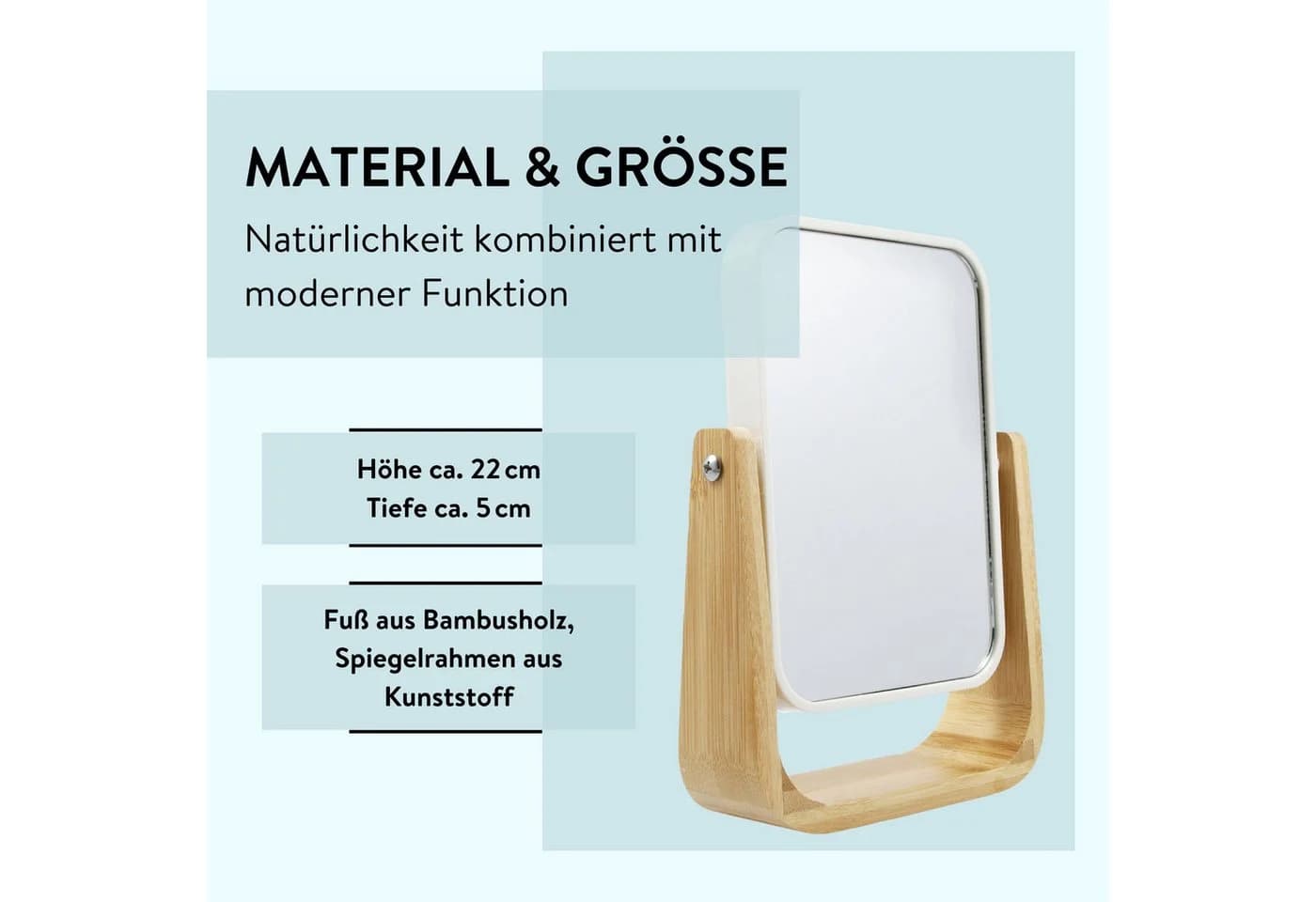 PARSA Beauty Kosmetikspiegel mit Bambusfuß & 5-fach Vergrößerung - Bild 5