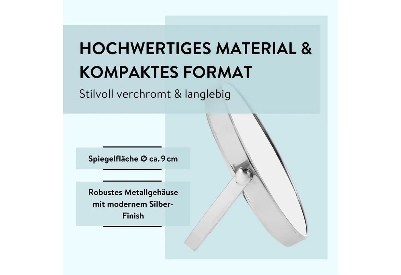 PARSA Beauty Standspiegel Essential Reise-Standspiegel 5-fach Vergrößerung Silber - Bild 5