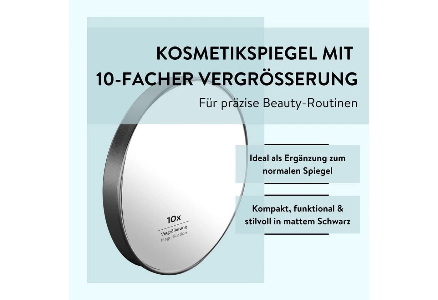 PARSA Beauty Badspiegel Essential Saugnapf-Spiegel 10-fach Vergrößerung Schwarz - Bild 3
