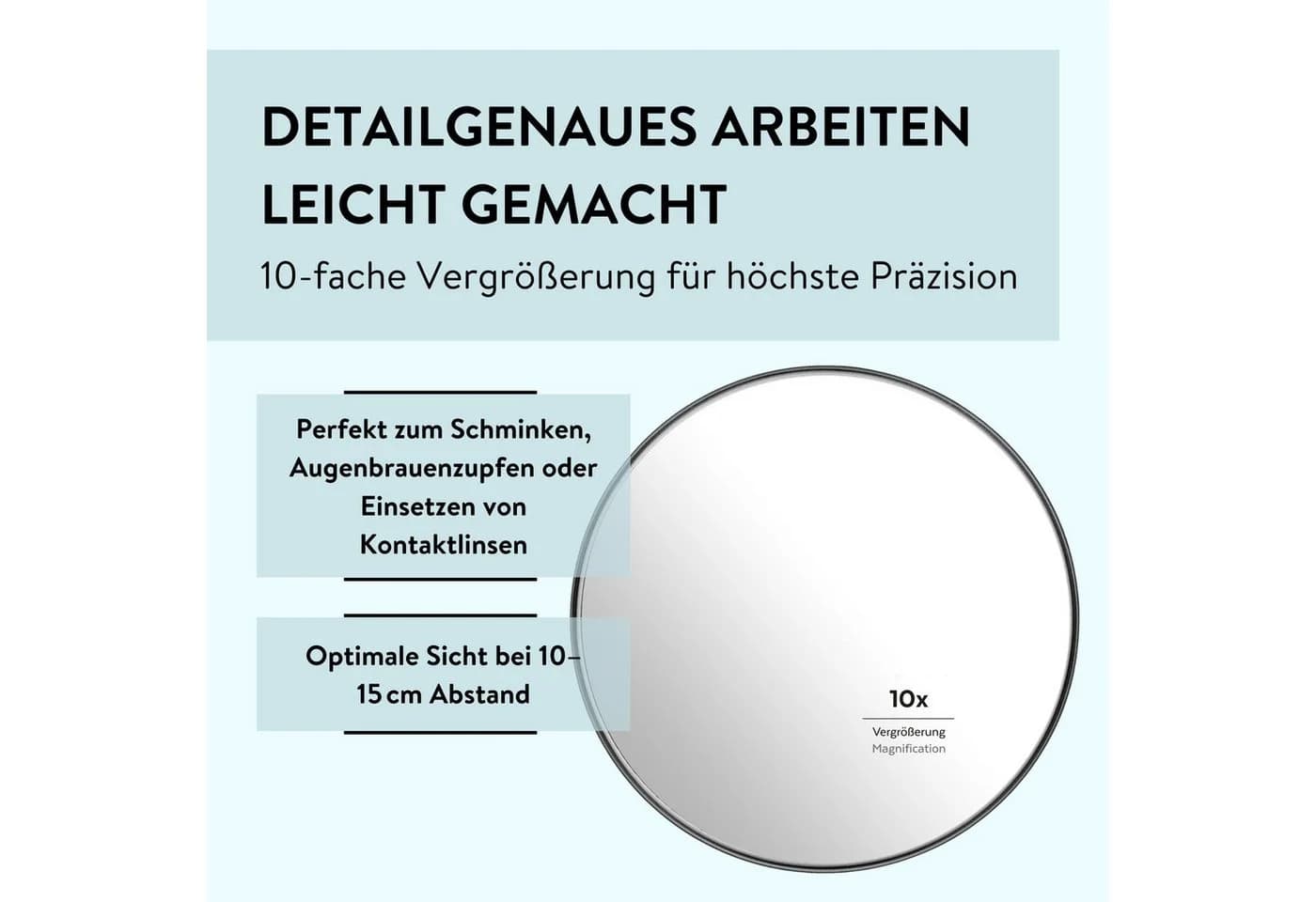 PARSA Beauty Badspiegel Essential Saugnapf-Spiegel 10-fach Vergrößerung Schwarz - Bild 4