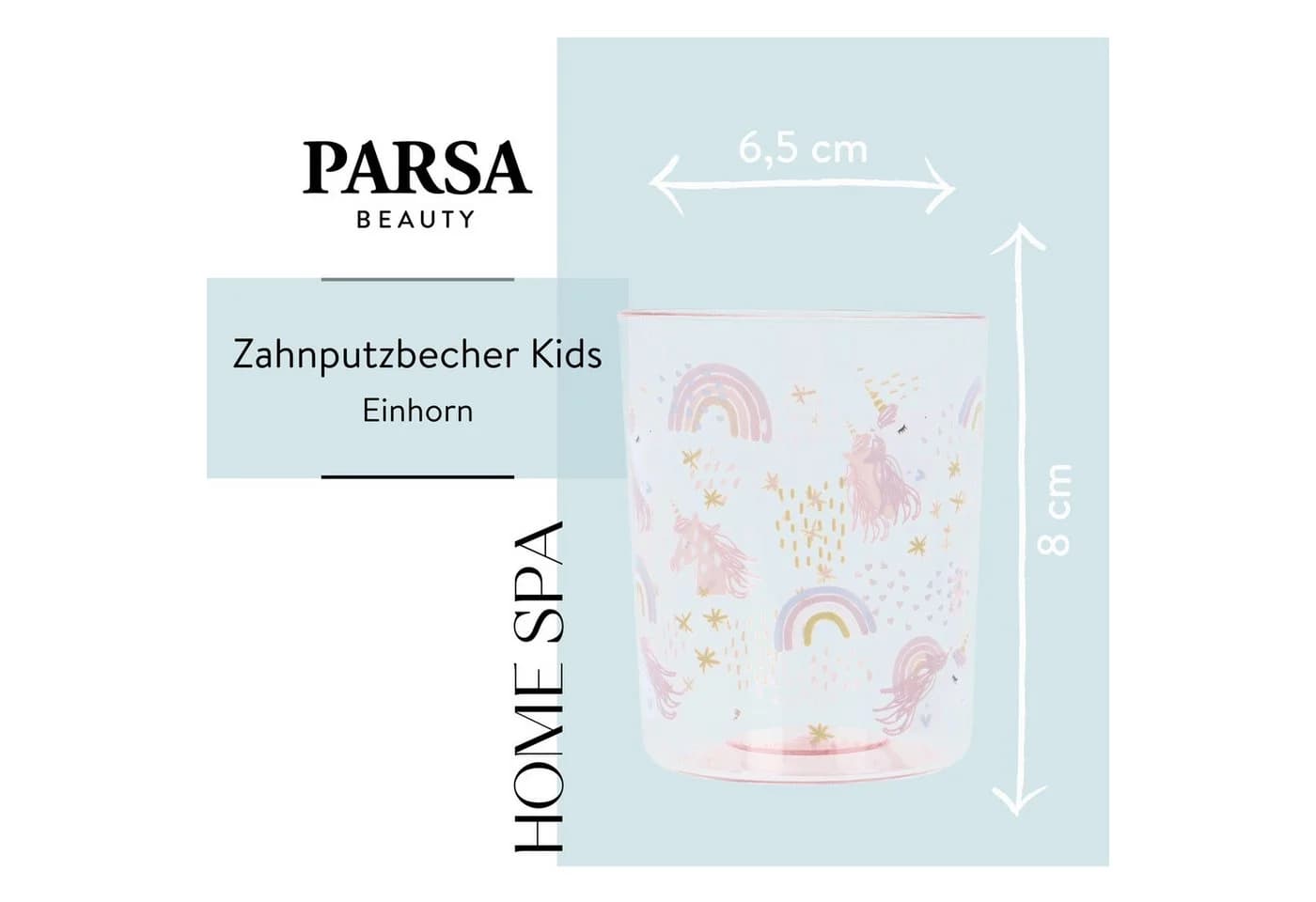 PARSA Beauty Zahnputzbecher Kids Einhorn Bunt Rosa ABS-Kunststoff