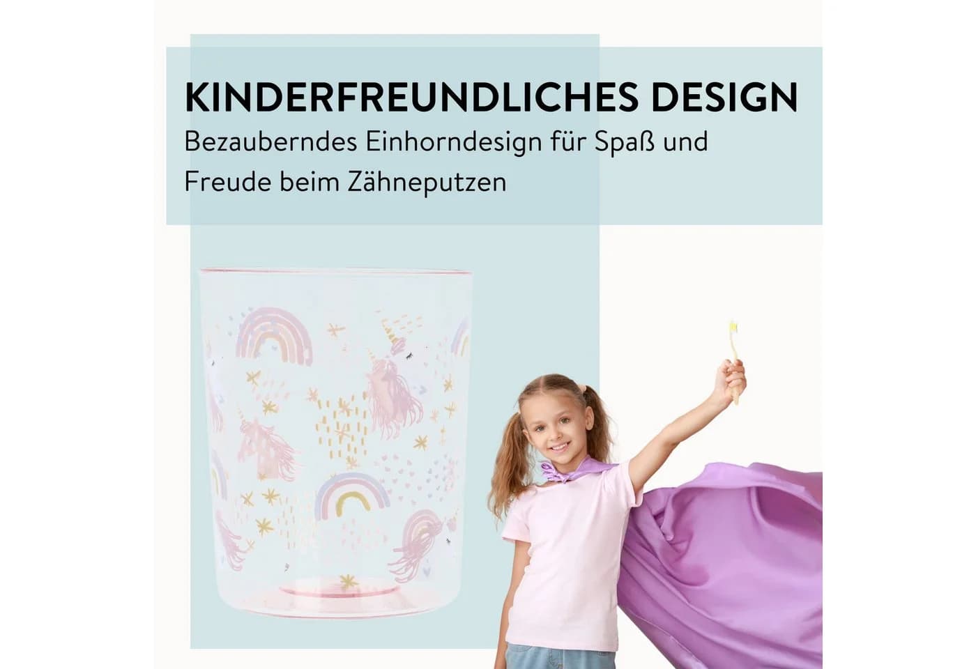 PARSA Beauty Zahnputzbecher Kids Einhorn Bunt Rosa ABS-Kunststoff - Bild 3