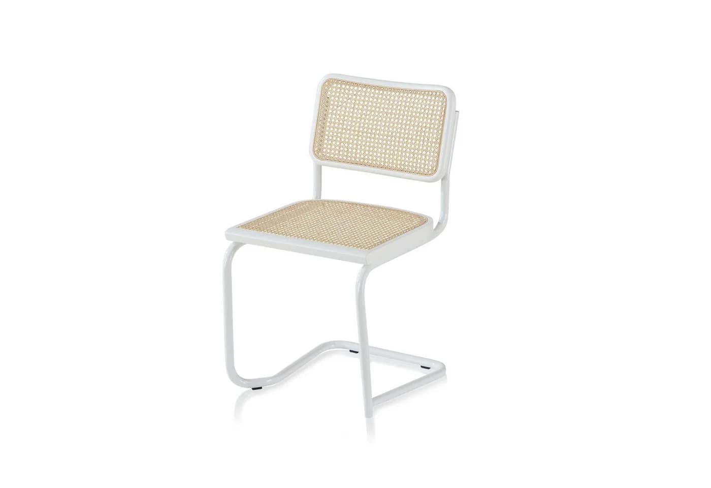 KHG Freischwinger Esszimmerstuhl Weiß Rattan Buchenrahmen - Bild 2