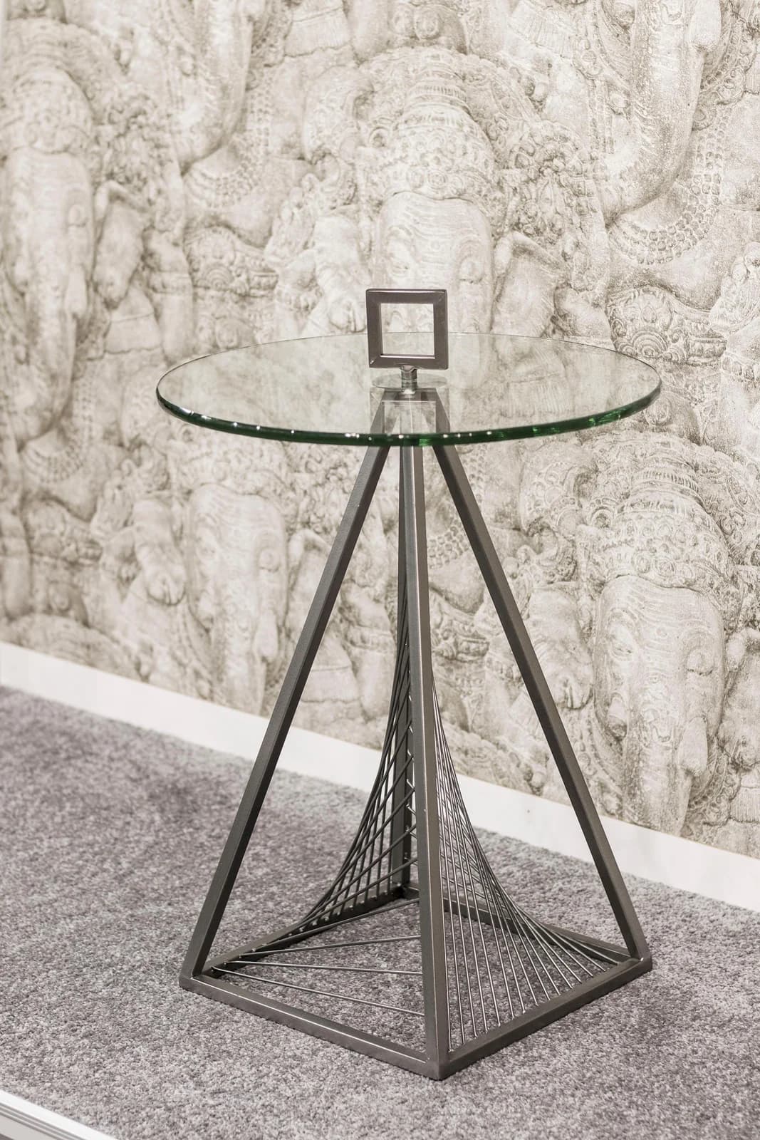 HAKU Beistelltisch rund Grau Metall-Glas Design