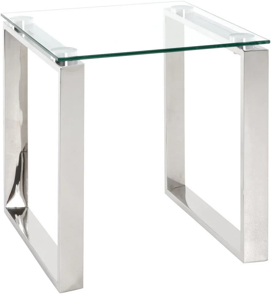 Moderner Beistelltisch aus Edelstahl und Sicherheitsklarglas - Bild 2