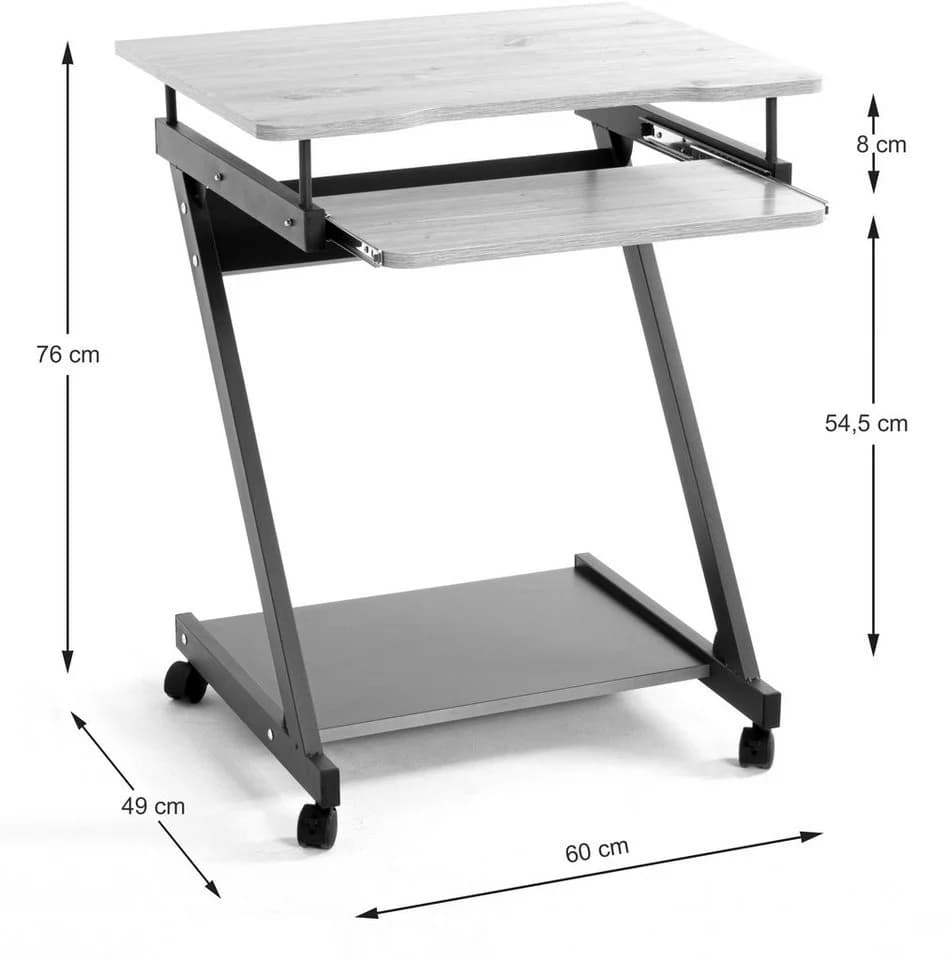 HAKU Computertisch Roller Anthrazit mit Rollen und Ablagen - Bild 5
