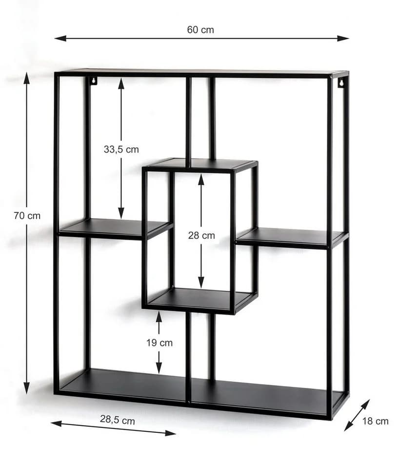 Wandregal HAKU 23515 Schwarz Metall Wandmontage
