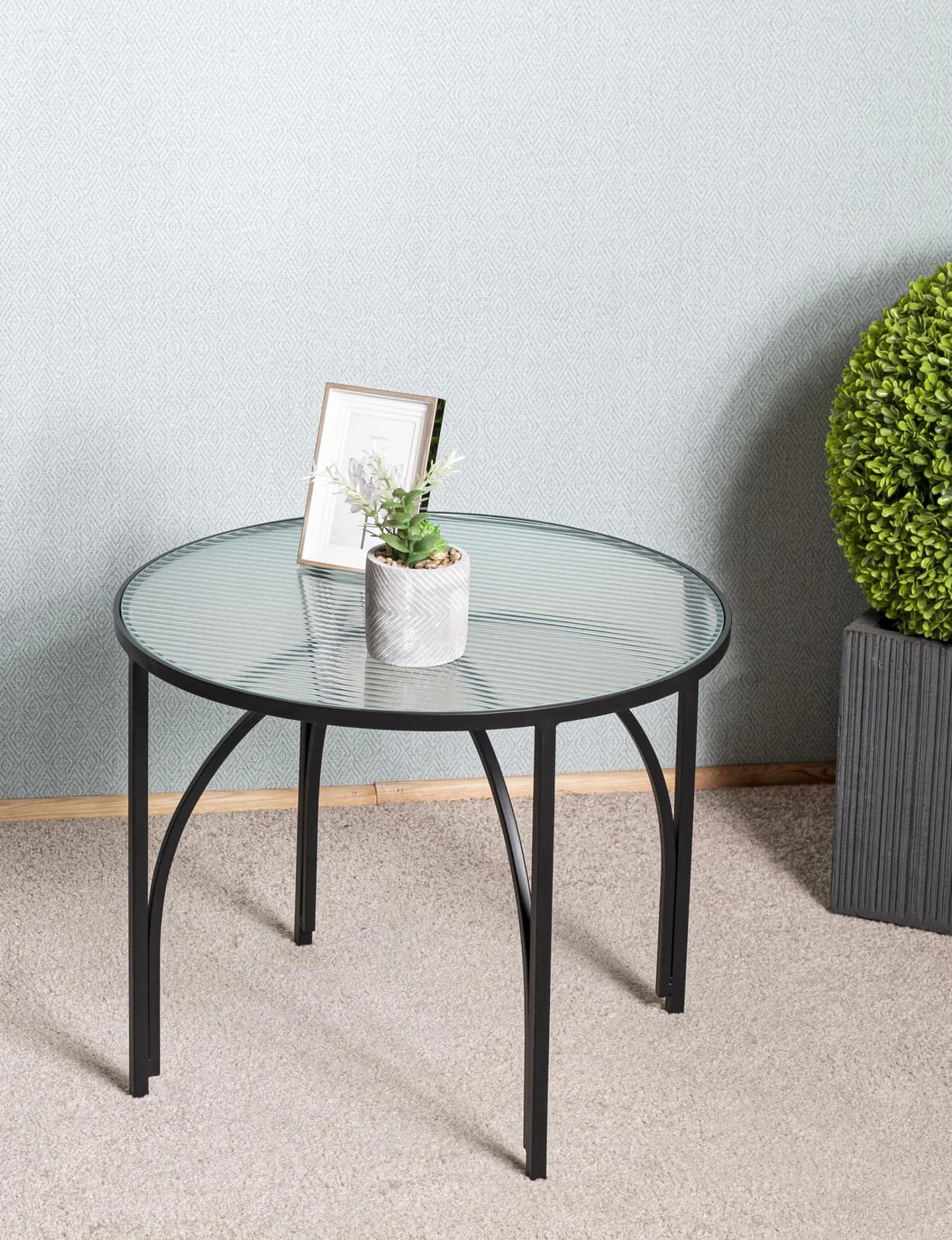 HAKU Beistelltisch rund Schwarz Glas Metall