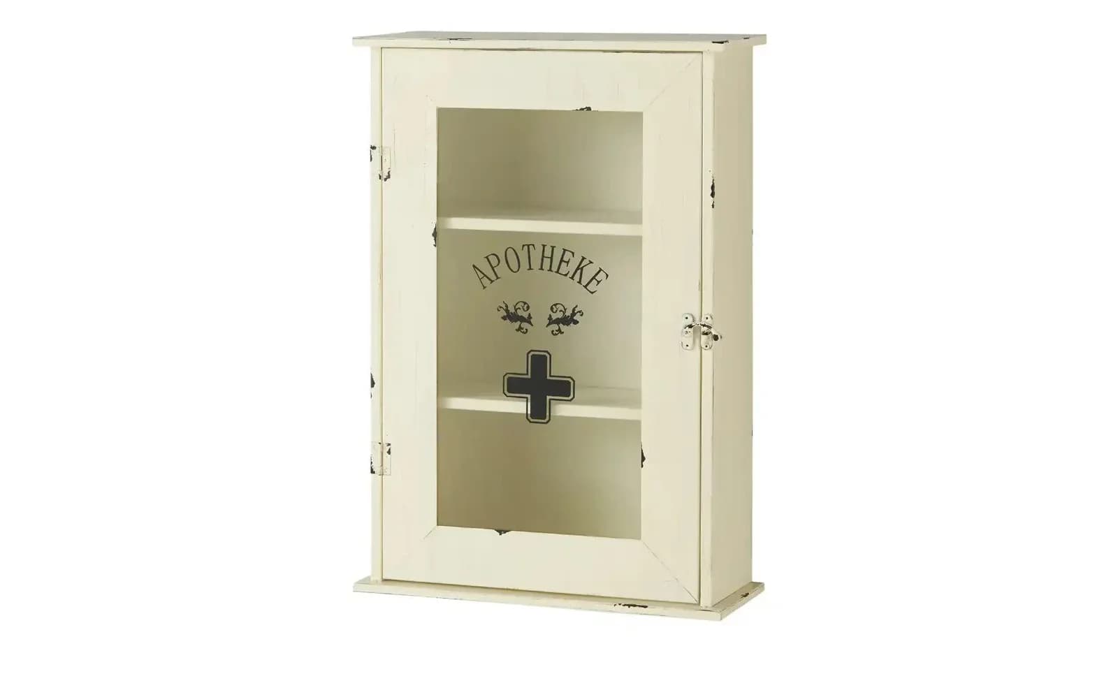 HAKU Medizinschrank Weiß Metall mit Glas