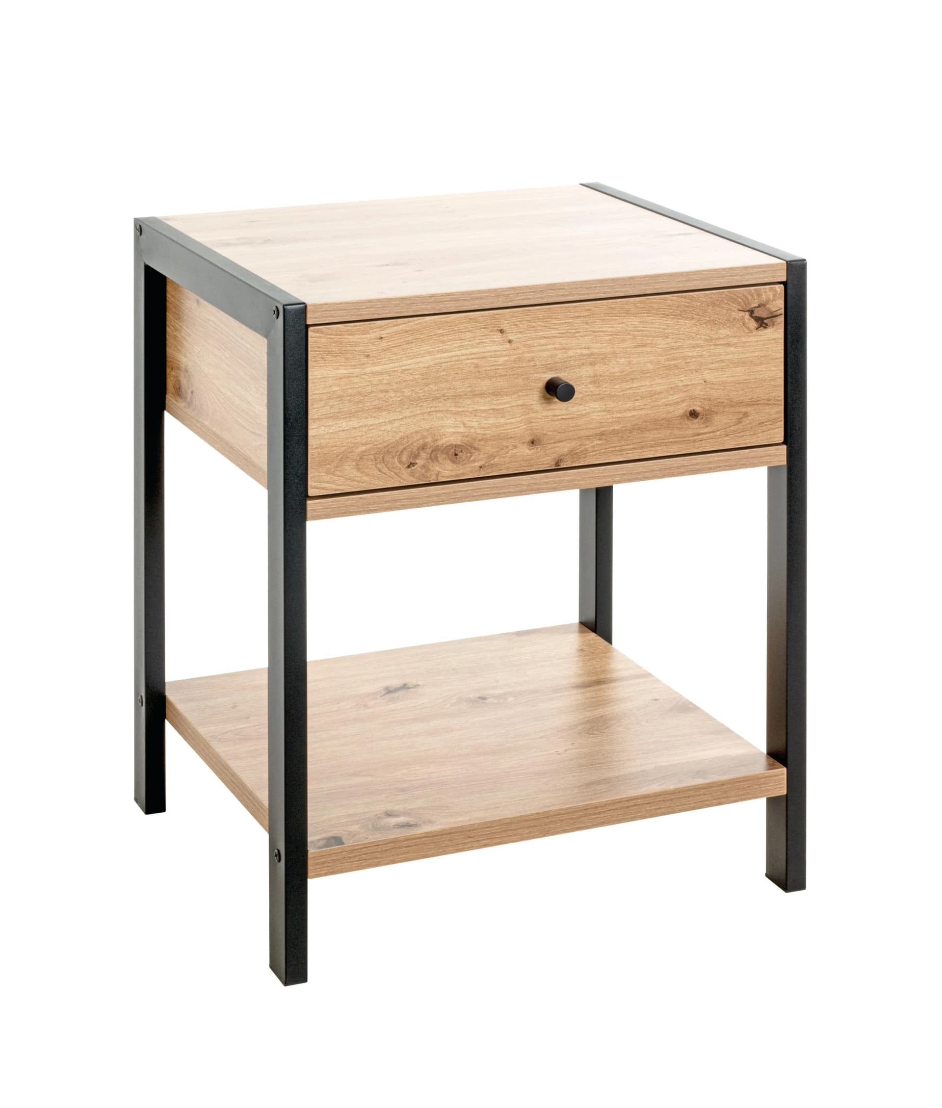 HAKU Konsole Schwarz Metall mit MDF Eiche Dekor