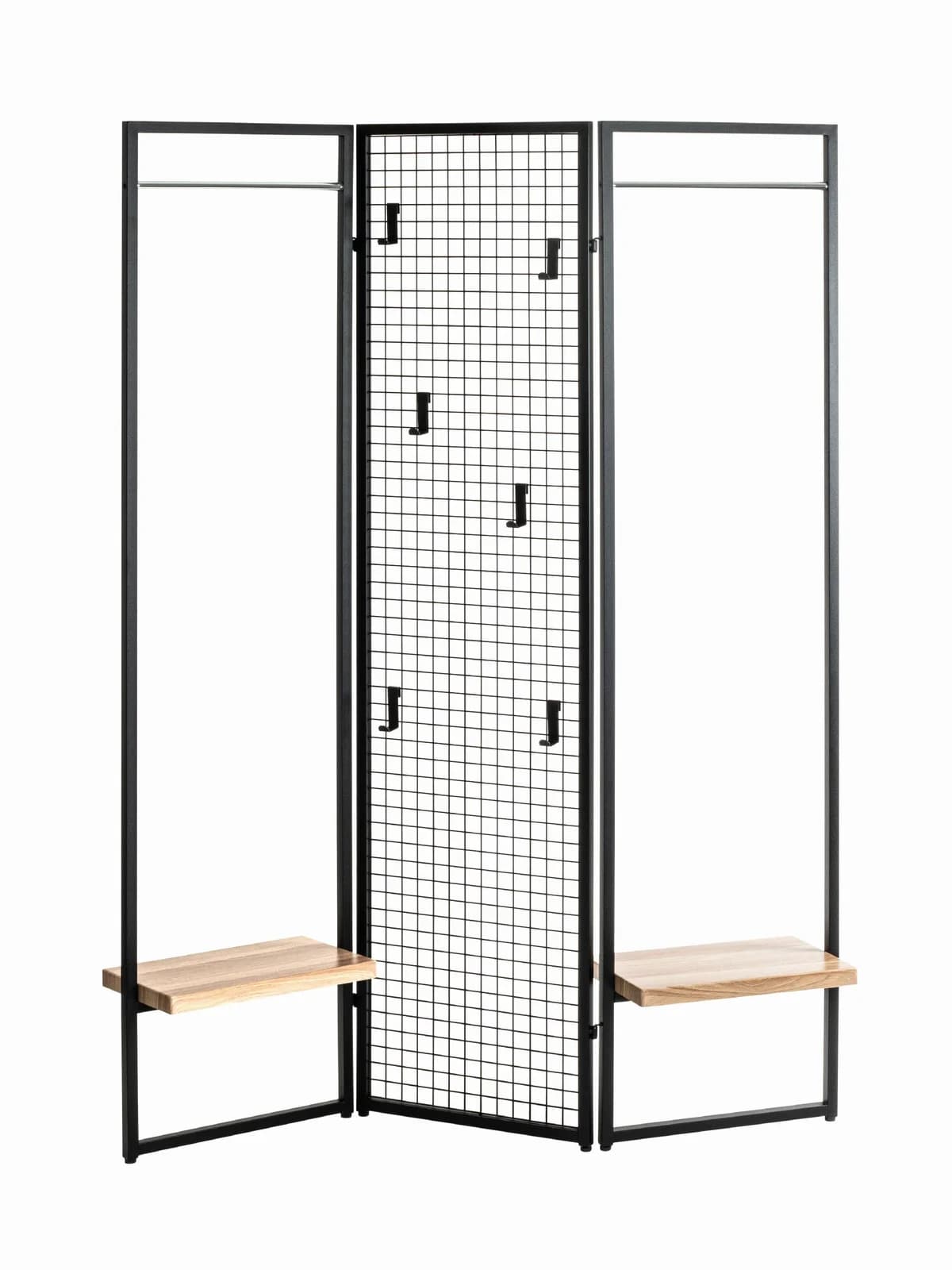 Standgarderobe Reggio Schwarz Metall Holzwerkstoff