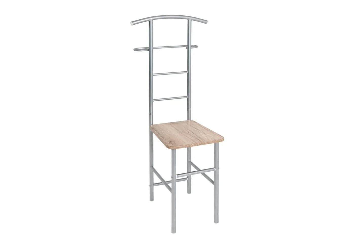 HAKU Herrendiener Alu/Eiche - 2-in-1 Kleiderständer mit Sitz - Bild 2