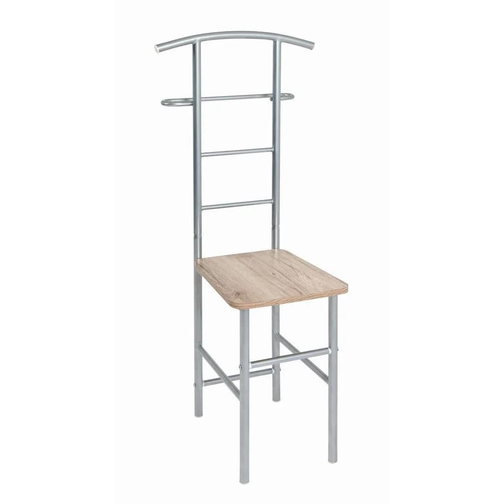 HAKU Herrendiener Alu/Eiche - 2-in-1 Kleiderständer mit Sitz - Bild 5