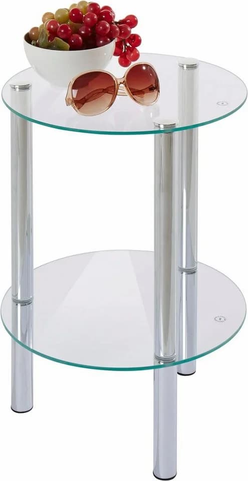 Carryhome Beistelltisch Chrom Metall Glas Modern
