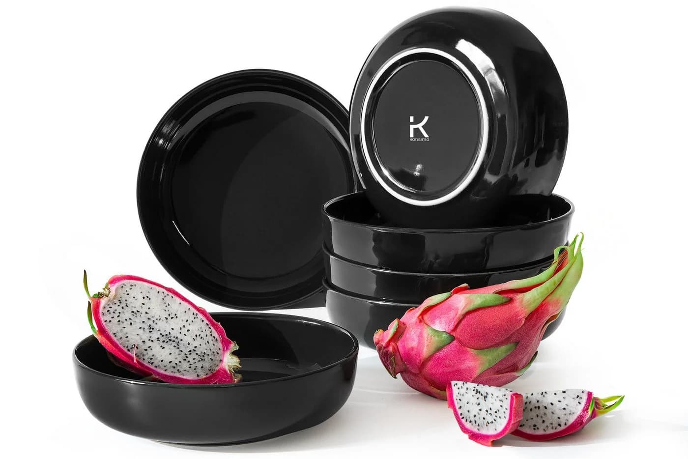 KONSIMO® Teller-Set VICTO 6-tlg. Schwarz Steingut
