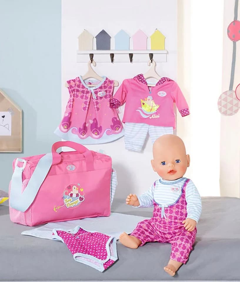 Baby Born Puppenkleidung Set 43 cm - 5-tlg. mit Wickeltasche Rosa/Blau