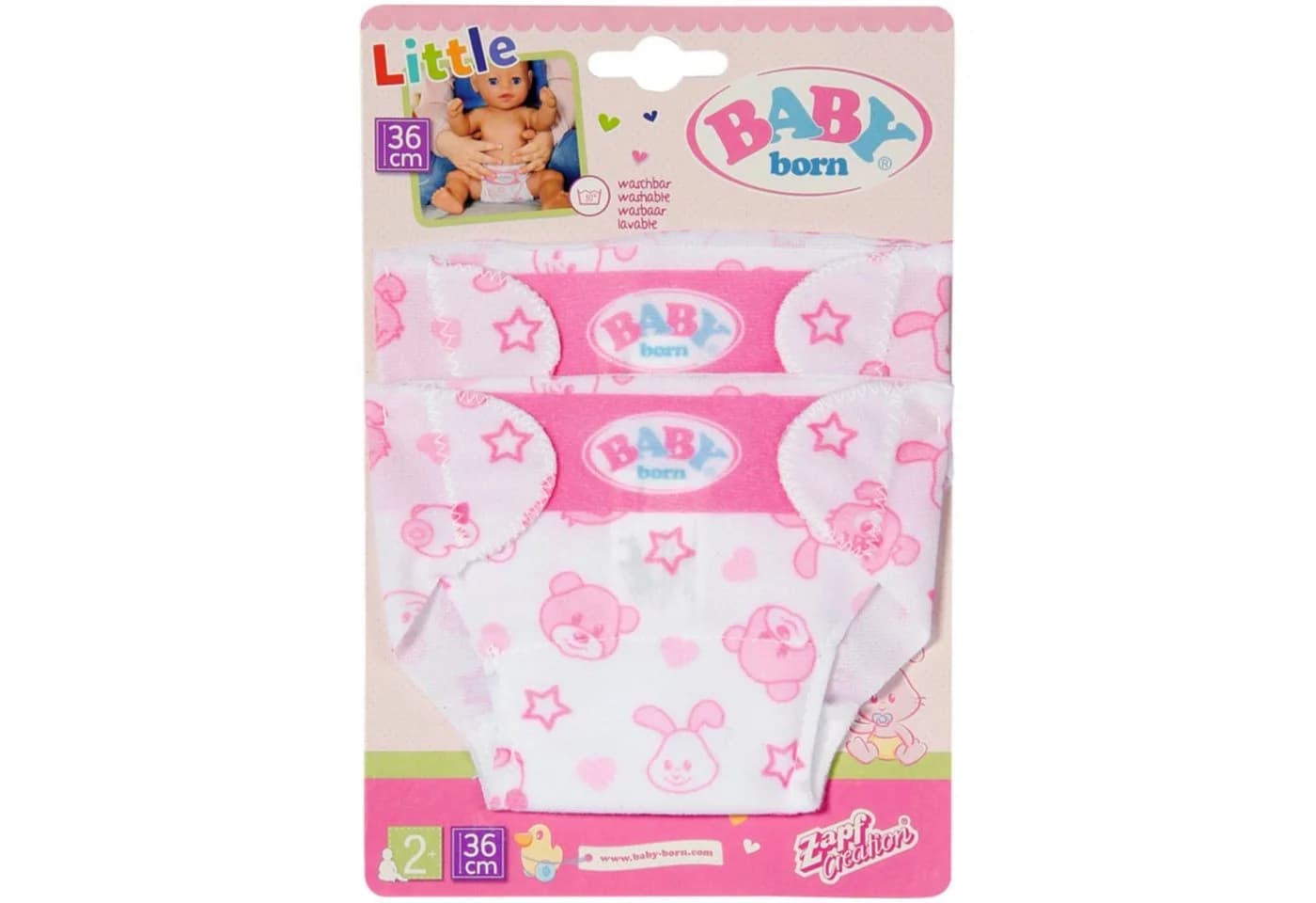 Zapf Creation BABY born Windeln 2 Stück Weiß/Rosa 36cm - Bild 2