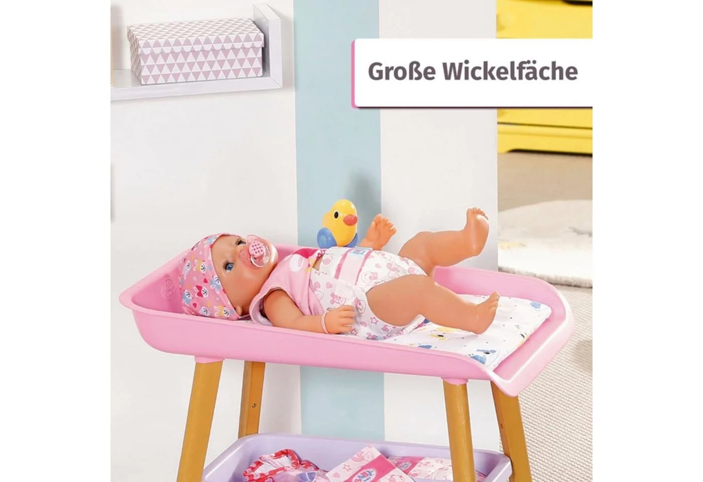 Baby Born Puppenwickeltisch Skandinavisch Rosa Grau Braun - Bild 5
