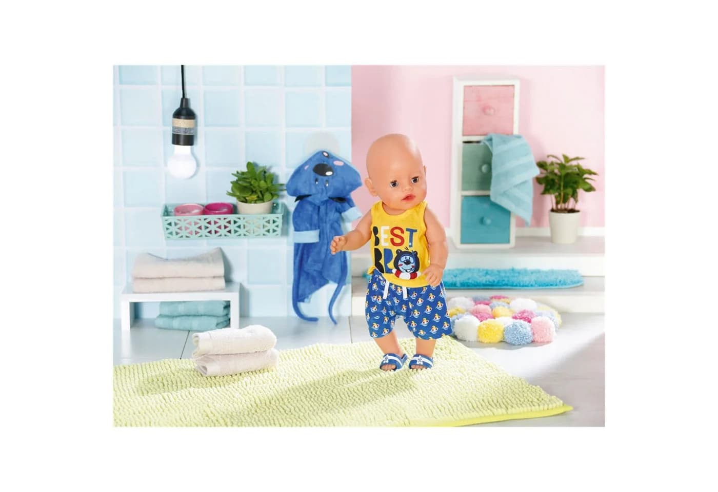 Zapf Creation BABY born Bademantel 43cm Blau mit Bärenkapuze