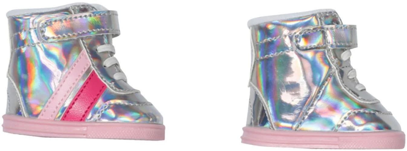 Baby Born Puppenkleidung Sneakers Silber mit Pinken Streifen 43 cm