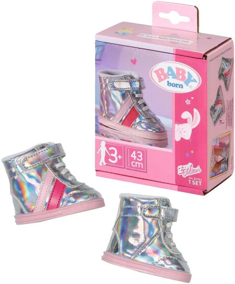 Baby Born Puppenkleidung Sneakers Silber mit Pinken Streifen 43 cm - Bild 2