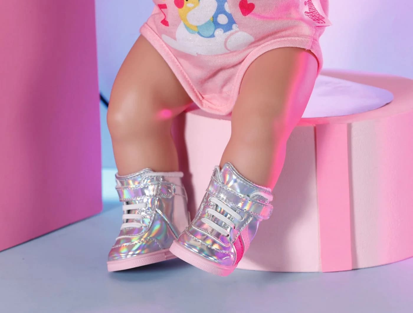 Baby Born Puppenkleidung Sneakers Silber mit Pinken Streifen 43 cm - Bild 3