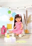 Baby Born Puppenkleidung Trendy Blumenkleid Rosa mit Haarband Bild 1